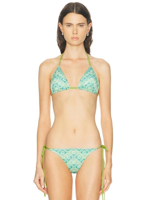 CASABLANCA Wavy Monogram String Triangle Bikini Top