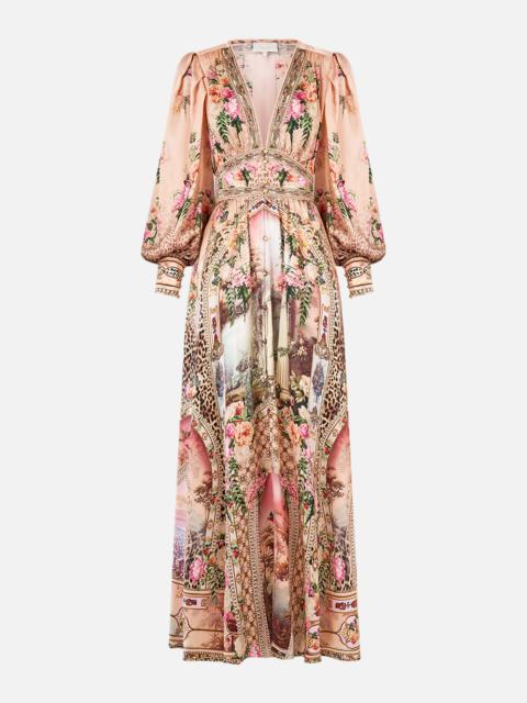 CAMILLA SHAPED WAISTBAND DRESS WITH GATHERED SLEEVES