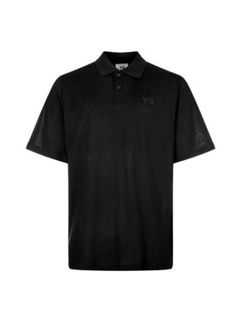 Y-3 Men's Y-3 Casual Solid Color Cotton Polo Shirt Black FN3355