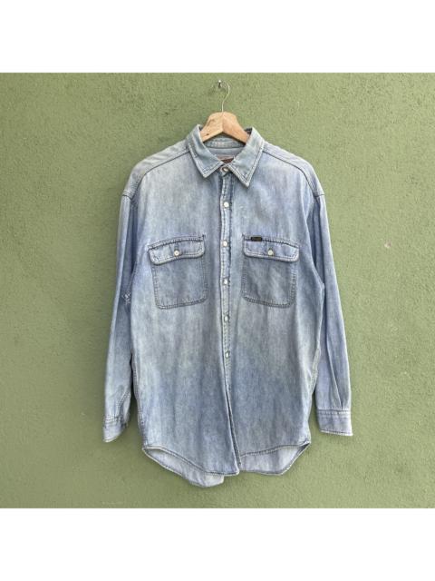 Other Designers Wrangler - Vintage Wrangler Faded Distressed Button Ups Denim Shirt