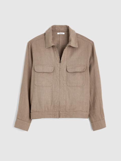 Madewell Zip-Front Jacket in Herringbone Cotton-Linen Blend