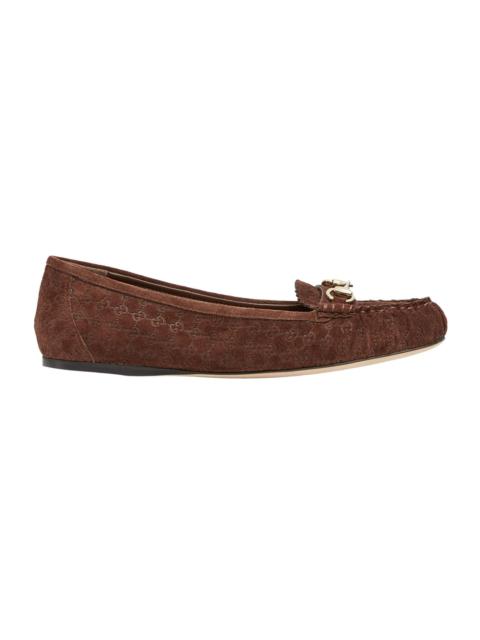 GUCCI GUCCI Women's Brown GG Suede Loafers New & Authentic (Women'