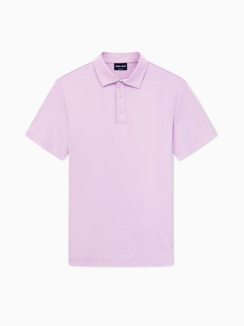 GIORGIO ARMANI SILK AND COTTON-MÉLANGE JERSEY POLO SHIRT