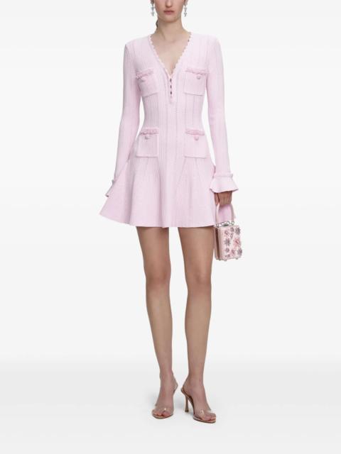 self-portrait pearl-embellishment mini dress