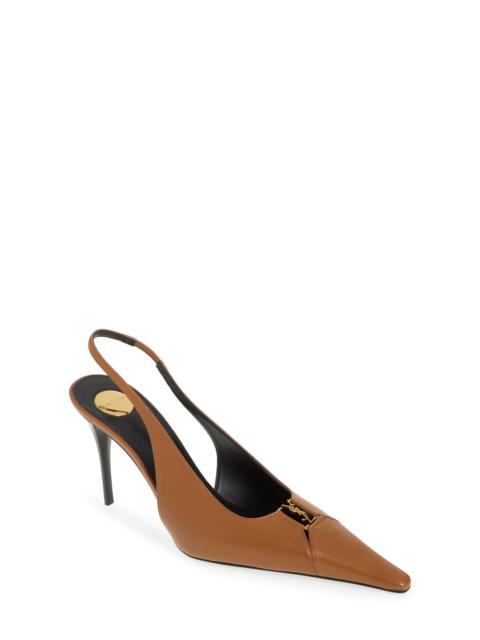 SAINT LAURENT Saint Laurent Babylone Slingback Pump in Dark Macadamia at Nordstrom