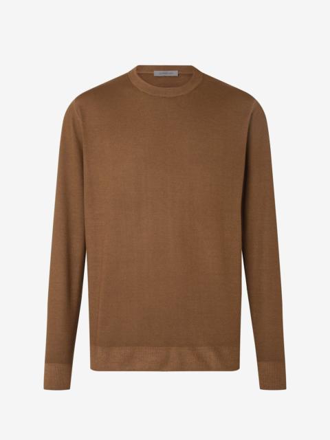 CORNELIANI Brown crew neck pure wool knitwear