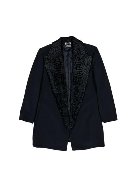 VERSACE Vtg🔥Authentic Gianni Versace Faux Fur Trim Button Less Coat