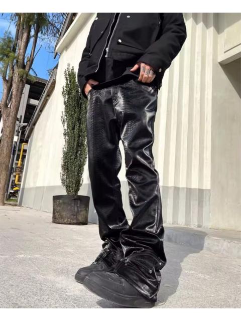 Other Designers Japanese Brand - Python Snake Print PU Leather Pants w/ Cargo Zips & Straps