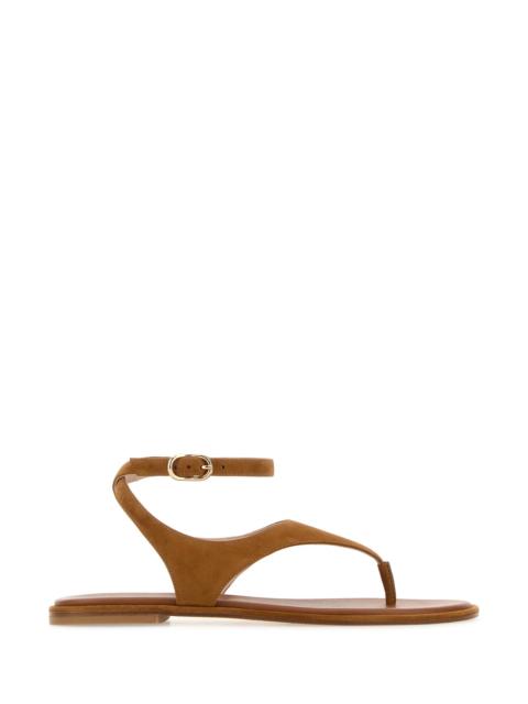 Stuart Weitzman Camel suede Marley thong sandals