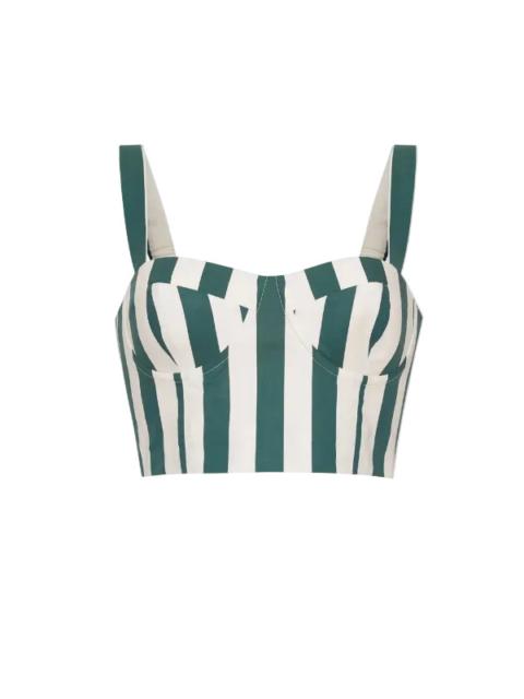 Cara Cara Claudine Top in Green/White Stripe
