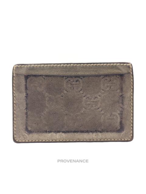 GUCCI Gucci Card Holder Wallet - Metallic Bronze Guccissima