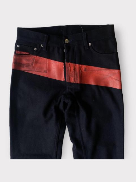 Helmut Lang Archive Red Rubber Stripe Wool Jeans