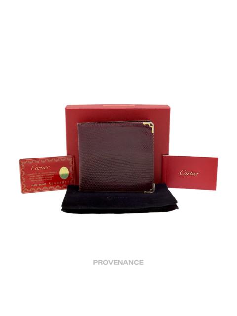 Cartier Wave Bifold Wallet - Burgundy Lizard Leather