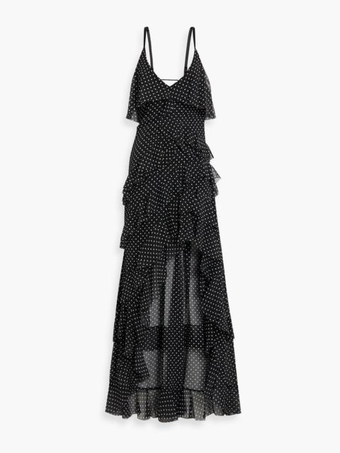 Alice + Olivia Laverne ruffled polka-dot georgette maxi dress