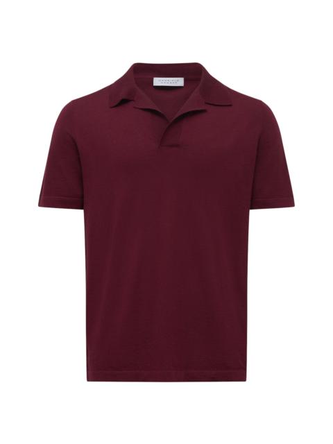 GABRIELA HEARST Stendhal Knit Short Sleeve Polo in Bordeaux Cashmere Silk