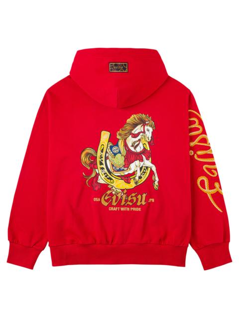 EVISU Year Of Horse Embroidery Zip-Up Hoodie - Red