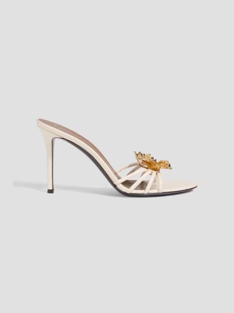 Giuseppe Zanotti Orchid floral-appliquéd leather mules