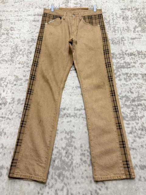 Burberry Burberry Blue Label Distressed Denim Nova Check Stripe Pants