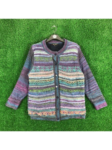 Other Designers Vintage - Vintage 90's Cardigan Knit Multi Color Striped Shoulder