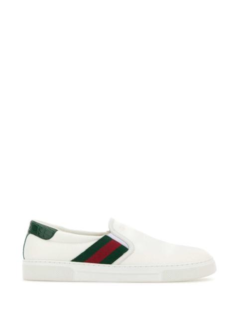 GUCCI Gucci Men White Canvas Ace Slip Ons