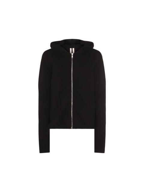Black Wool Zipped Hoodie Knitwear