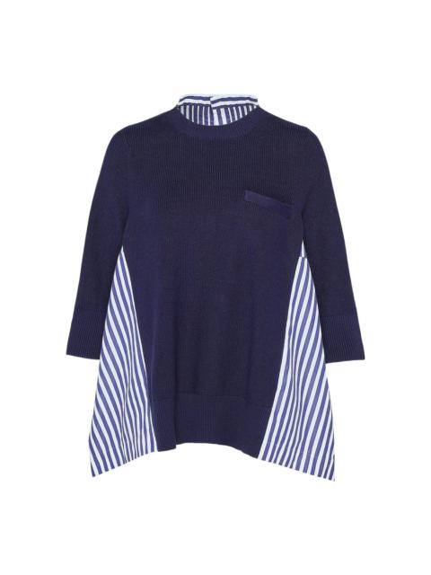 sacai Cotton Knit X Cotton Poplin Top