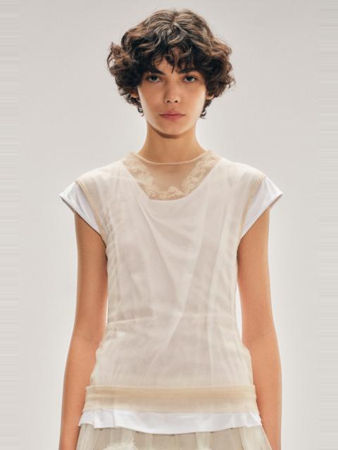 Simone Rocha Layered Liquid Cap Sleeve Lace Trim T-Shirt