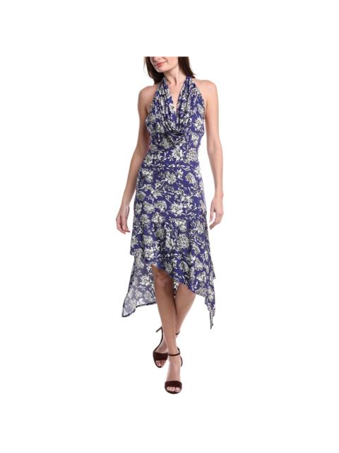 Alice + Olivia alice + olivia Dani Draped Cowl Asymmetrical Midi Dress