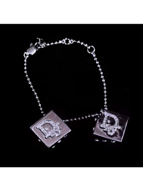 Dior Vintage Christian DIOR Silver Tone Crystal 7” Dice Charm Bracelet Fall 2004