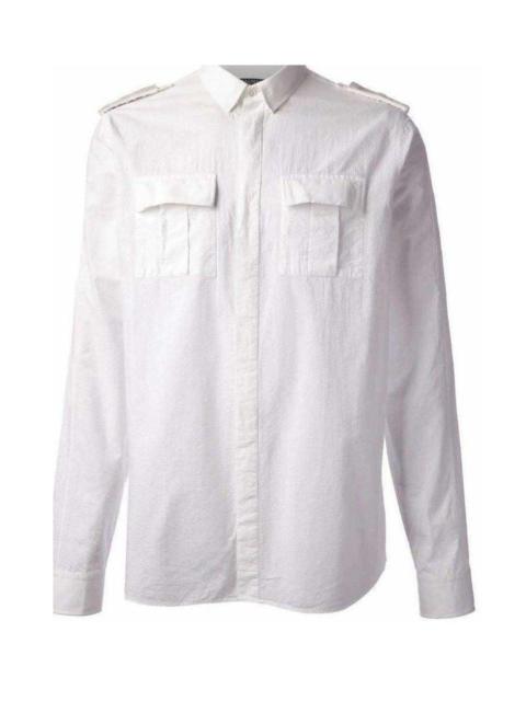 White Cotton Military Shirt