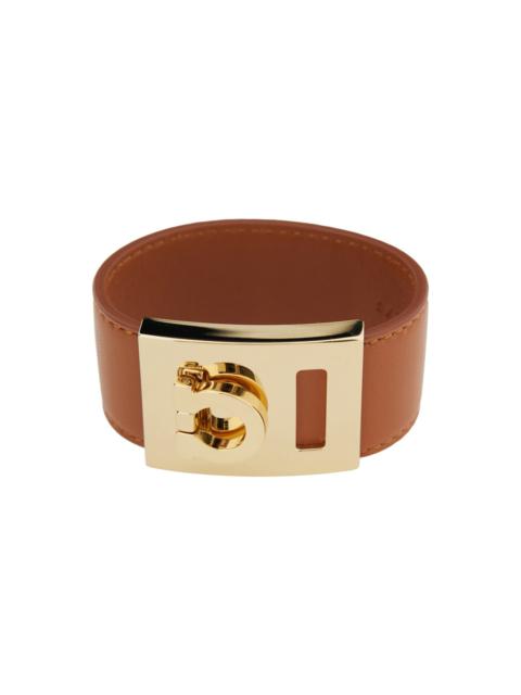 FERRAGAMO 'hug' Brown Bracelet With Gancini Detail In Smooth Leather Woman
