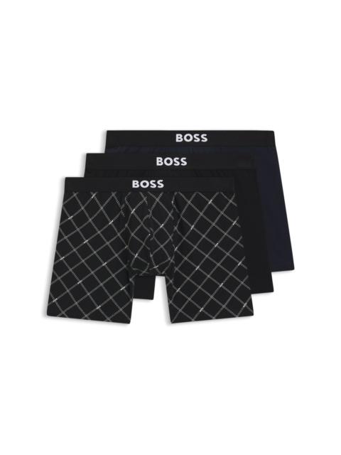 BOSS THREE-PACK OF STRETCH-COTTON BOXER BRIEFS