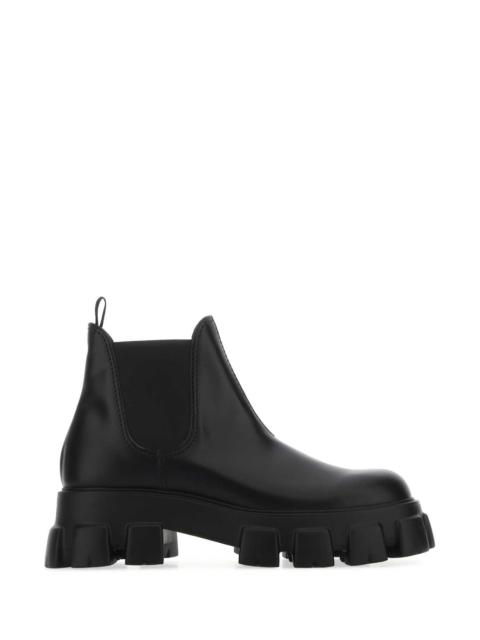 Prada Prada Men Black Leather Monolith Ankle Boots