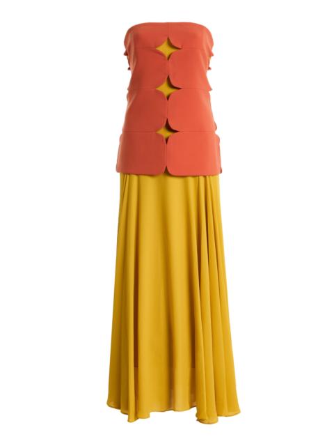 ALEXIS Rasha Strapless Cutout Midi Dress orange