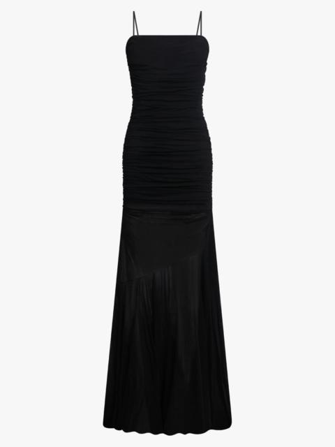 Blumarine RUCHED MINI DRESS WITH SHEER MAXI SKIRT | BLACK