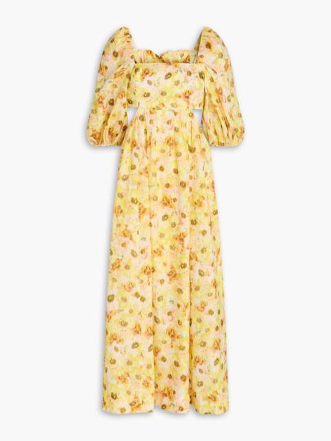 Zimmermann Open-back floral-print linen midi dress