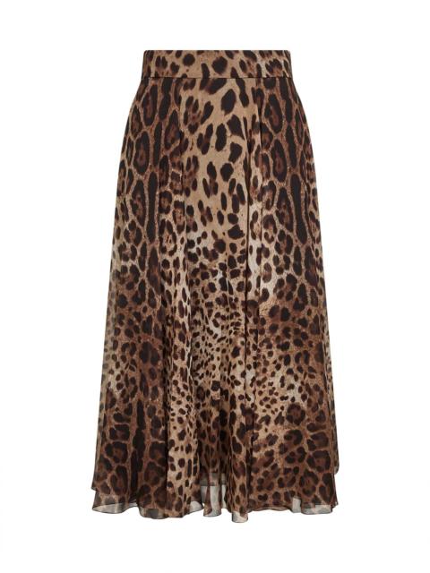 Dolce & Gabbana Dolce & Gabbana Women Leopard Print Chiffon Full Skirt