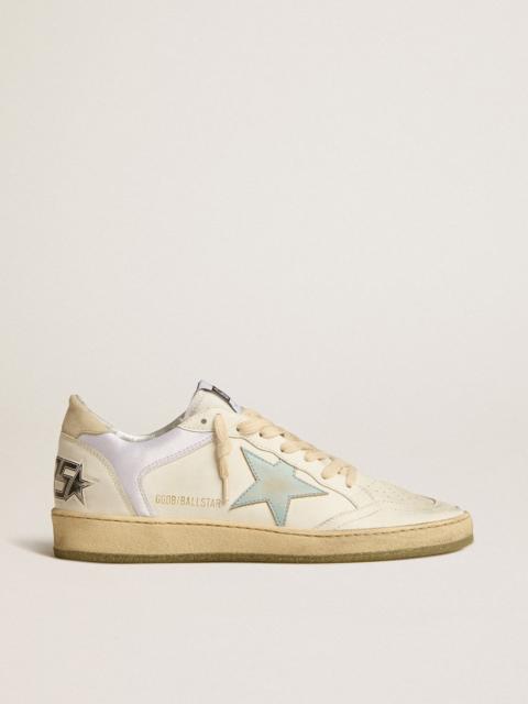 Golden Goose Ball Star in nylon and leather with pink and light blue star and beige heel tab