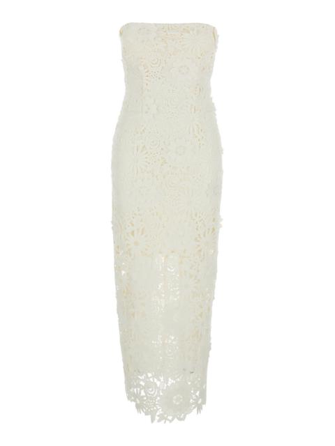 ROTATE Rotate Women White Long Dress With Back Slit And Lace Details In Tech Fabric Woman