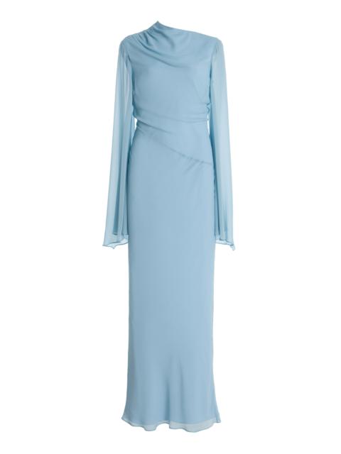 De La Vali Exclusive Olas Satin Maxi Dress blue