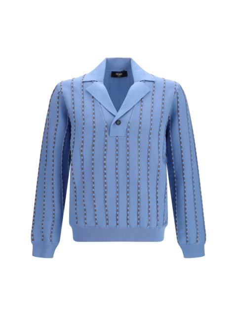 FENDI Fendi Trompe-l'œil Selleria Knit Sweater Light Blue