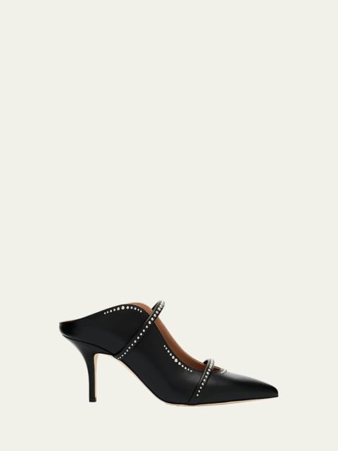 MALONE SOULIERS Maureen Studded Nappa Leather Double-Strap Mules