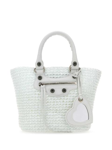 BALENCIAGA Balenciaga Women White Raffia Small Le Cagole Panier Handbag