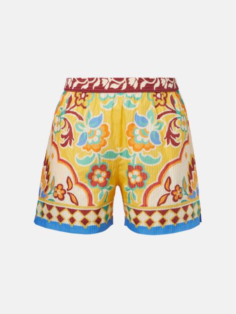 Printed cotton and silk shorts