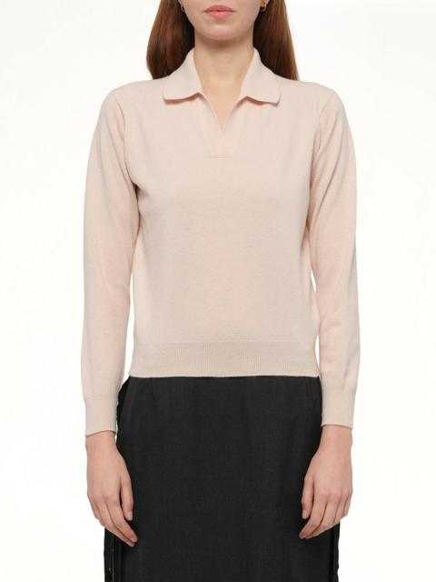 Maison Margiela Lambswool Knit Polo in Pale Pink