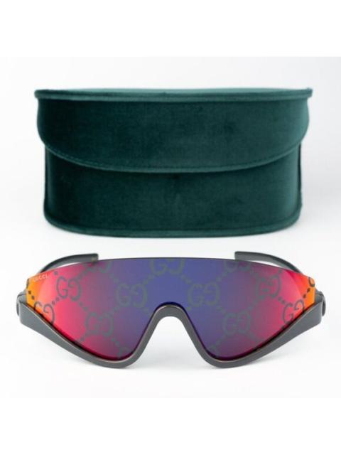 GUCCI NEW Gucci GG1650S 009 Grey Red Mirror Logo Unisex Shield Mask Sunglasses