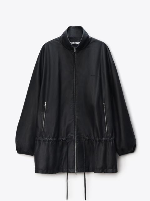 Alexander Wang Drop Waist Parka in Bonded Leather
