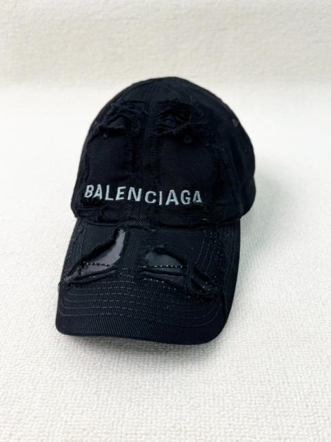 BALENCIAGA Balenciaga Distressed Double B Letter Embroidery Baseball Cap