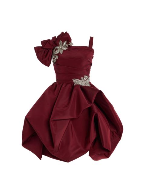 Oscar de la Renta Embellished Silk Cocktail Dress burgundy