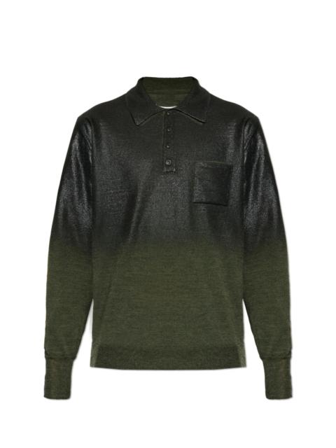 Maison Margiela Margiela Coated Polo Sweater Green/Black